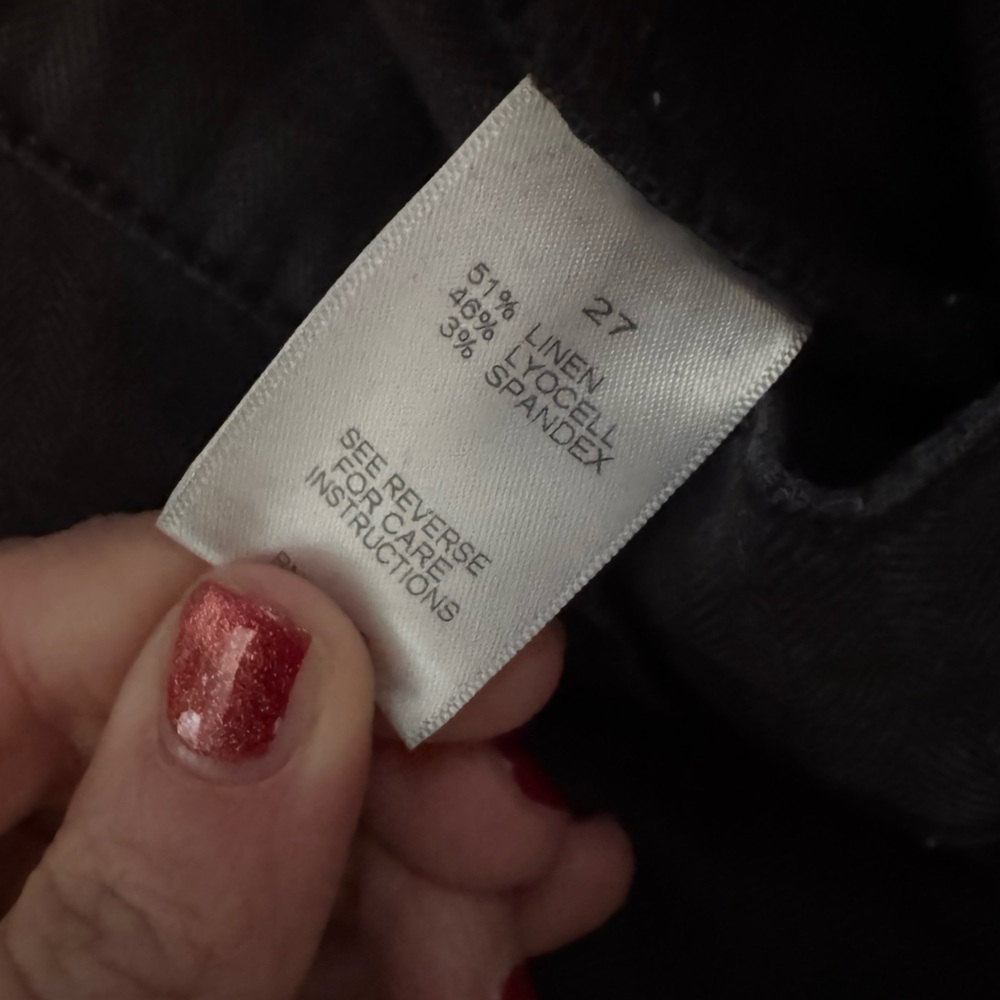 Evereve Linen Blend Black Pants, Size 27, High Waist, Straight, Dress Pant - Picture 6 of 6